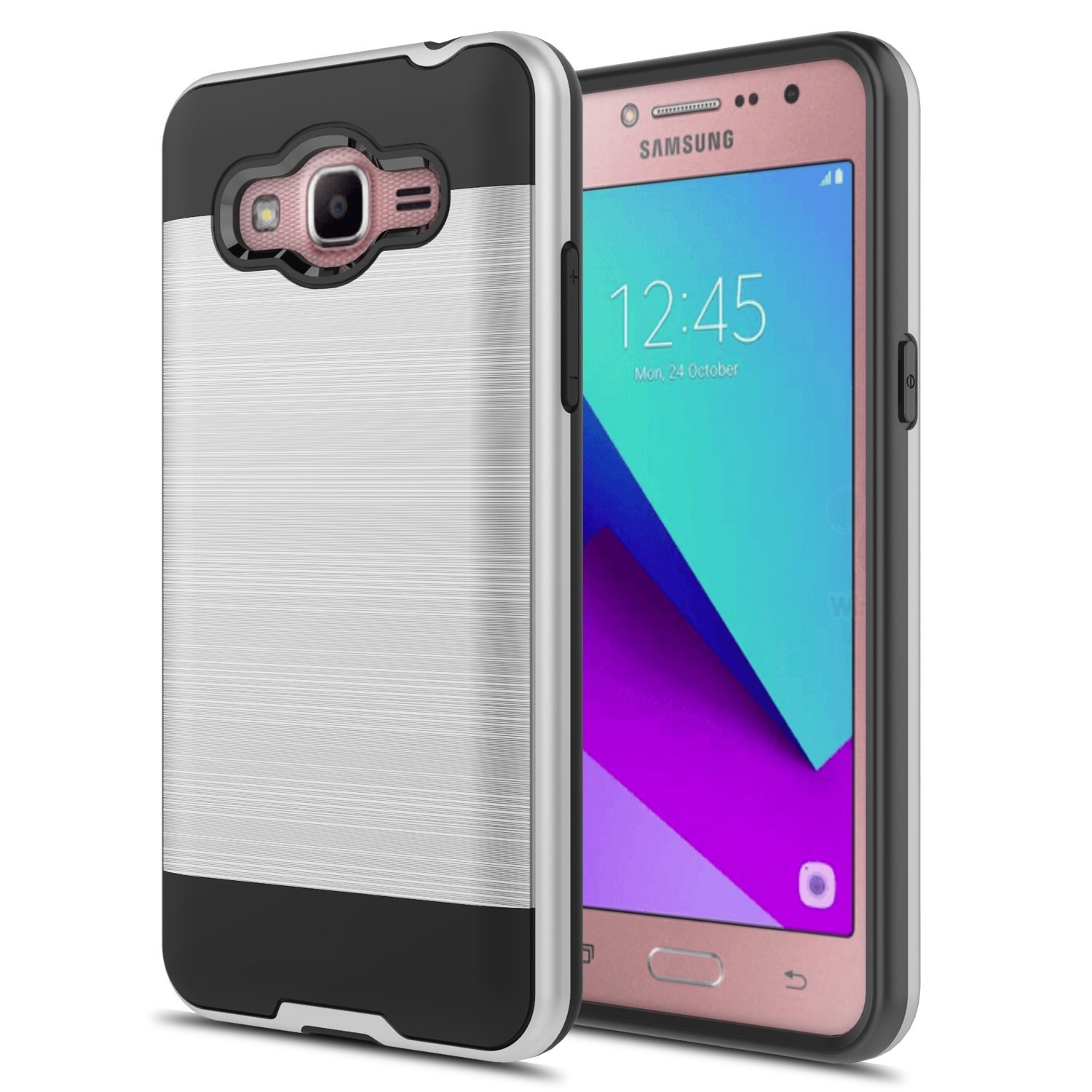 Wholesale Samsung Galaxy J2 Prime Grand Prime Plus Armor Hybrid Case Silver